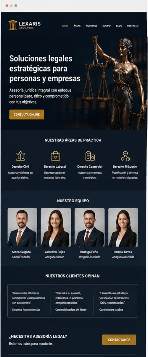 Ejemplo de página web para abogados y estudios jurídicos en Chile